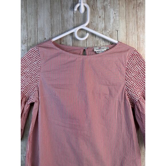 Vineyard Vines Shirt Womens S Red White Striped Keyhole Back Flutter Sleeves - Picture 4 of 11